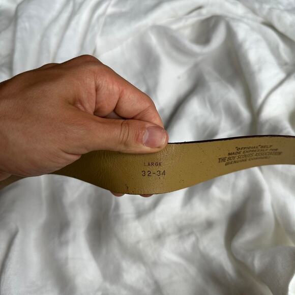 Vintage 60s 70s Boyscout Of Canada Leather Metal Clasp Belt - Picture 5 of 8